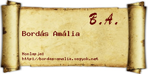 Bordás Amália névjegykártya